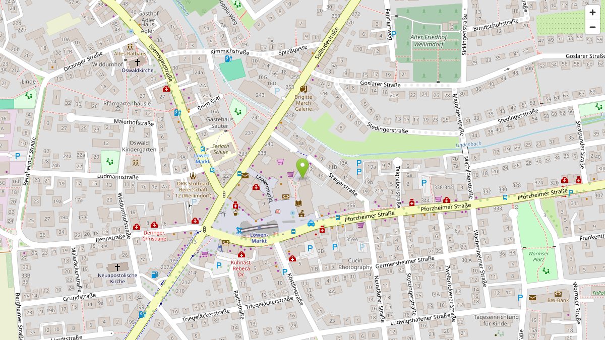 Karte: Löwen-Markt 2, 70499 Stuttgart-Weilimdorf